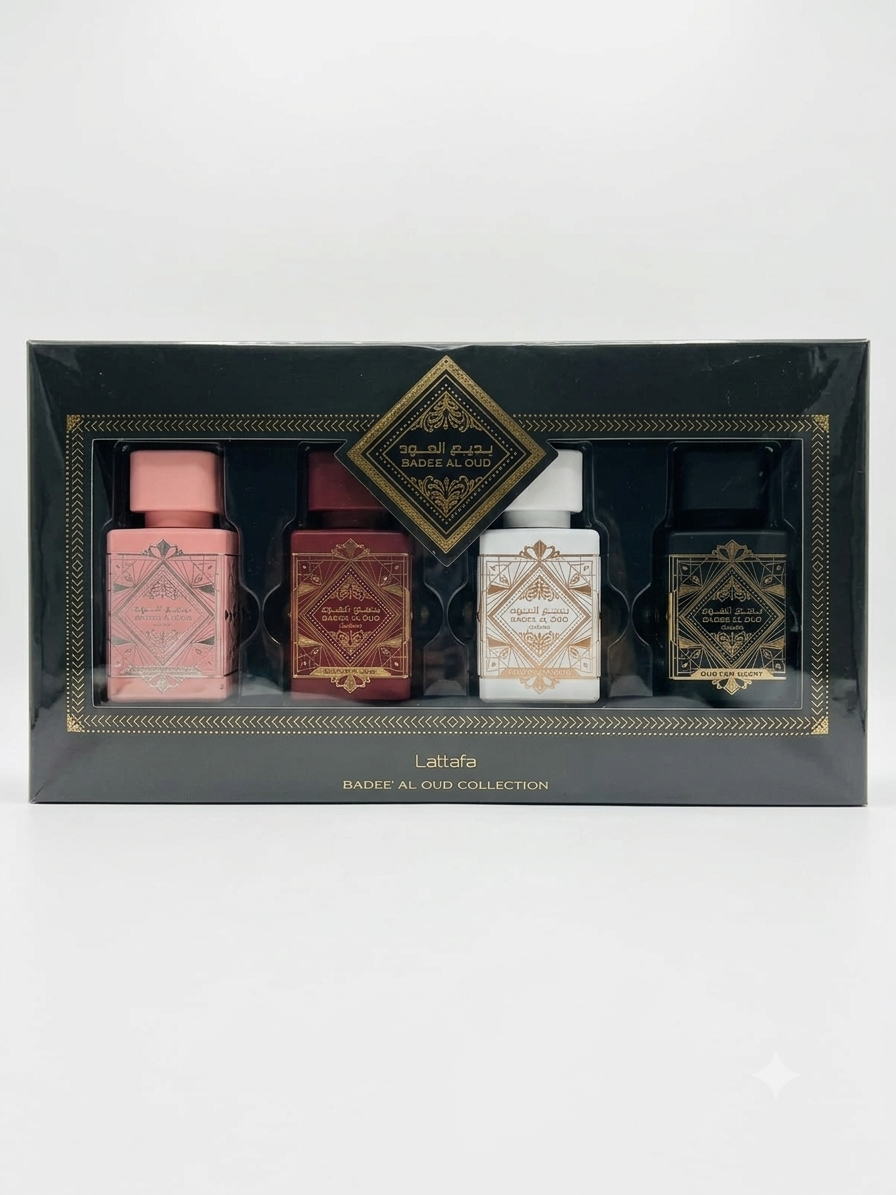 Bade'e Al Oud Collection 4 pieces Sets by Lattafa (Oud for Glory, Sublime, Noble blush, Honor & Glory)