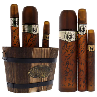 CUBA MUST HAVE SET GOLD FOR MEN 4PCS (3.3 OZ EDT 6.8 SL 6.8 BS 3.4 AF)