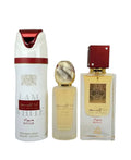Ana Abiyedh Rouge 3 pieces Set by Lattafa  (6.67 oz Deodorant 1.7 oz Hair Mist 3.4 oz Eau de Parfum)